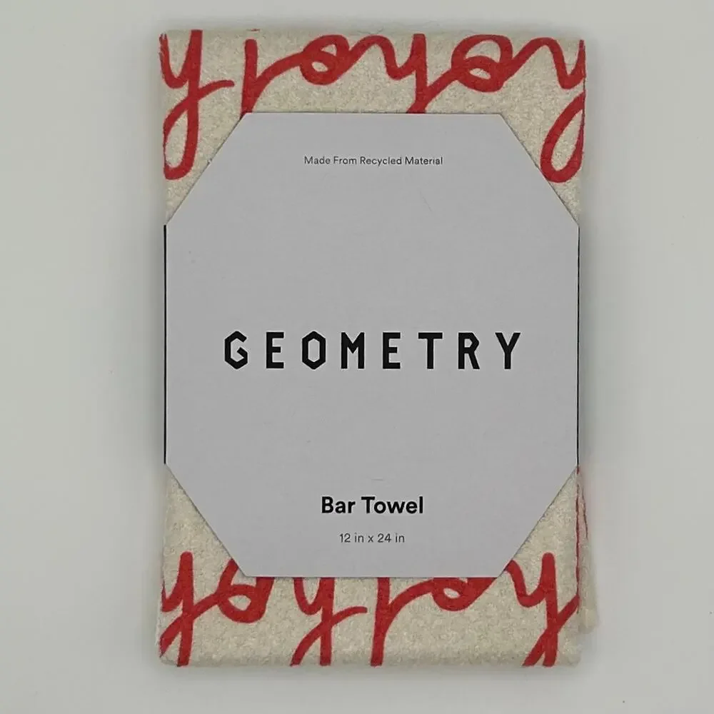 Geometry Ho Ho Holiday Red Bar Towel NEW 12